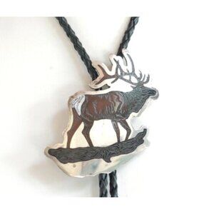 Zuni Native American‎ BULL ELK Bolo Tie by Dale Edaakie Handmade Vintage